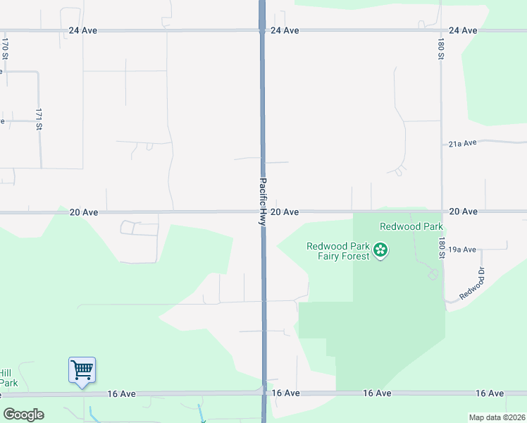 map of restaurants, bars, coffee shops, grocery stores, and more near 20 Avenue in Surrey