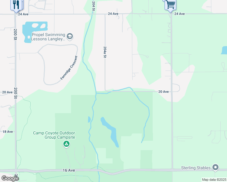 map of restaurants, bars, coffee shops, grocery stores, and more near 20515 20 Avenue in Langley
