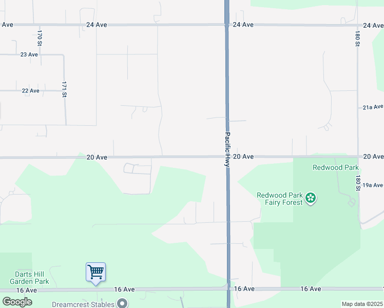 map of restaurants, bars, coffee shops, grocery stores, and more near 17499 20 Avenue in Surrey