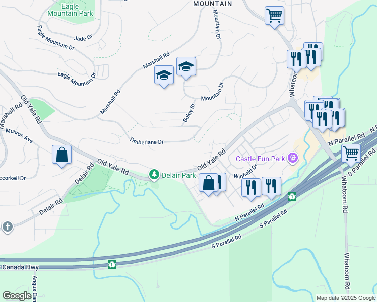 map of restaurants, bars, coffee shops, grocery stores, and more near 2058 Lion Court in Abbotsford