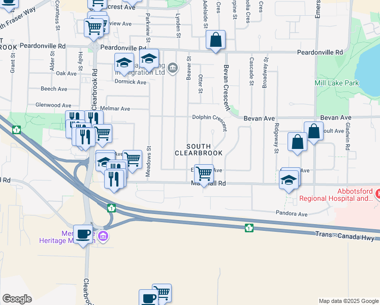 map of restaurants, bars, coffee shops, grocery stores, and more near 2098 Beaver Street in Abbotsford