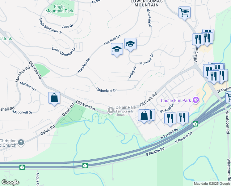 map of restaurants, bars, coffee shops, grocery stores, and more near 35730 Timberlane Drive in Abbotsford