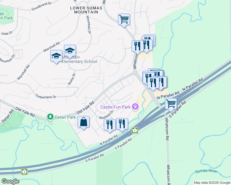 map of restaurants, bars, coffee shops, grocery stores, and more near 36055 Old Yale Road in Abbotsford