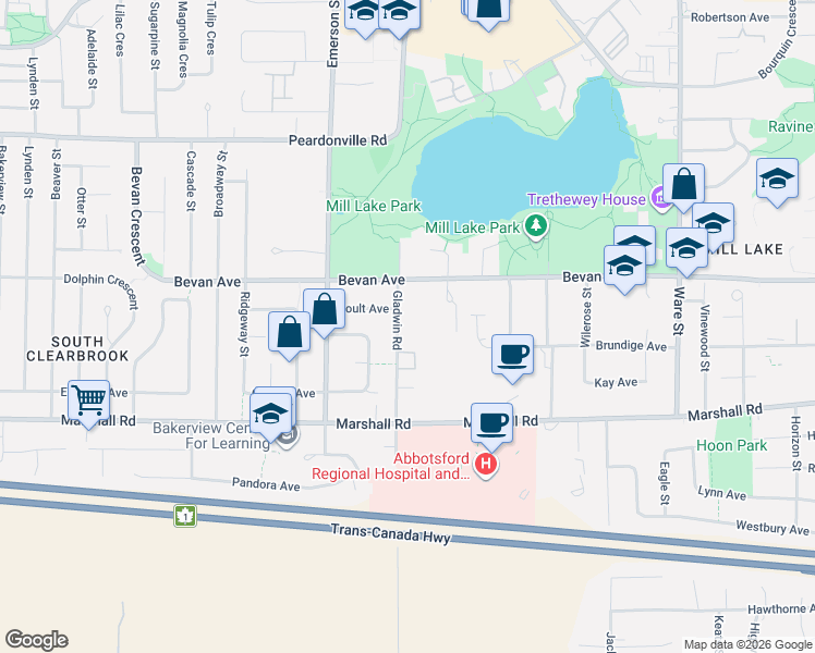 map of restaurants, bars, coffee shops, grocery stores, and more near in Abbotsford