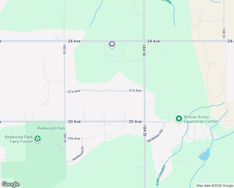 map of restaurants, bars, coffee shops, grocery stores, and more near 18256 21A Avenue in Surrey