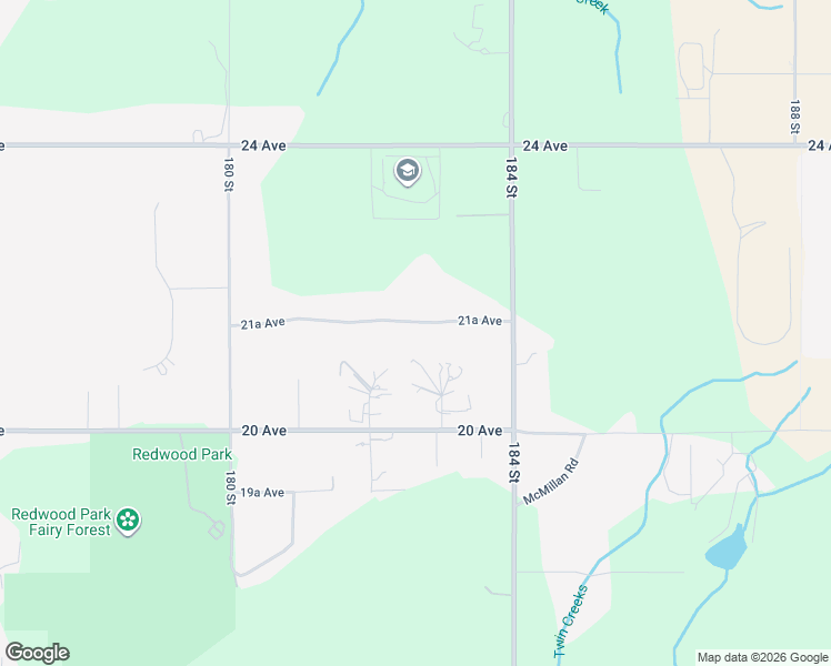 map of restaurants, bars, coffee shops, grocery stores, and more near 18256 21A Avenue in Surrey