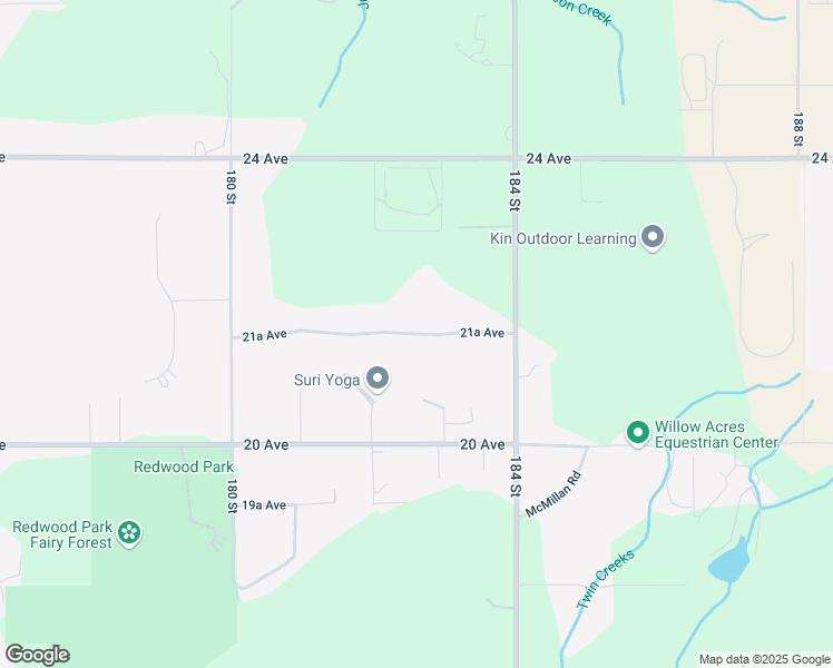 map of restaurants, bars, coffee shops, grocery stores, and more near 18256 21A Avenue in Surrey