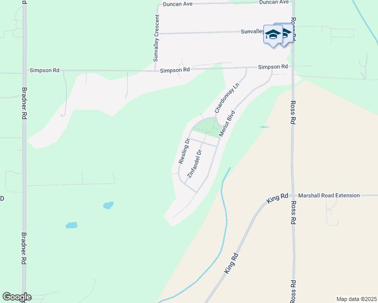 map of restaurants, bars, coffee shops, grocery stores, and more near 2156 Riesling Drive in Abbotsford