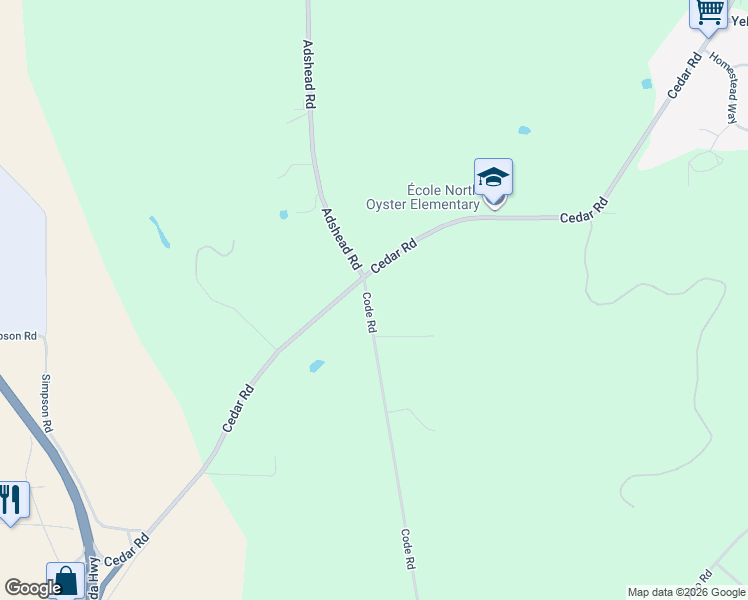 map of restaurants, bars, coffee shops, grocery stores, and more near 286A Code Road in Ladysmith