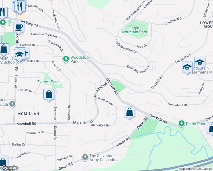 map of restaurants, bars, coffee shops, grocery stores, and more near 2238 Cameron Crescent in Abbotsford