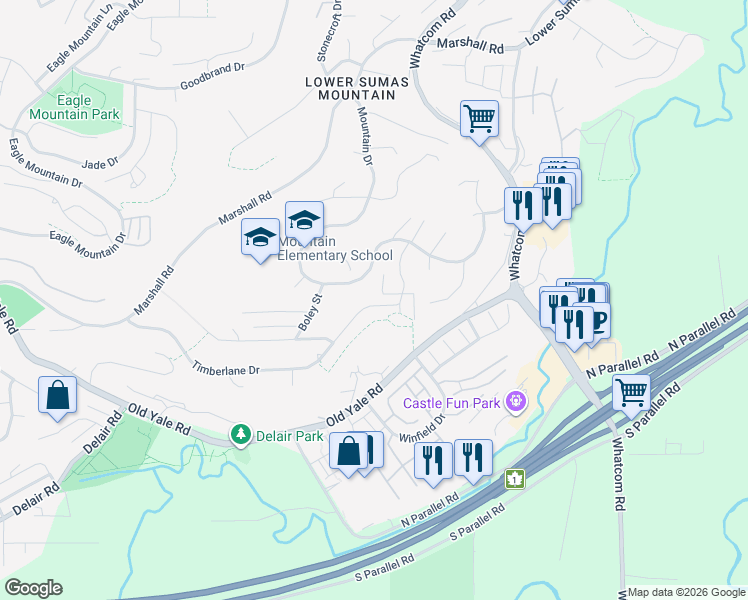 map of restaurants, bars, coffee shops, grocery stores, and more near 35935 Timberlane Drive in Abbotsford