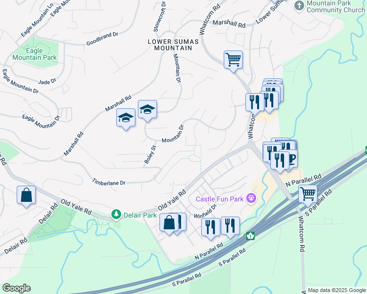 map of restaurants, bars, coffee shops, grocery stores, and more near 35904 Timberlane Drive in Abbotsford