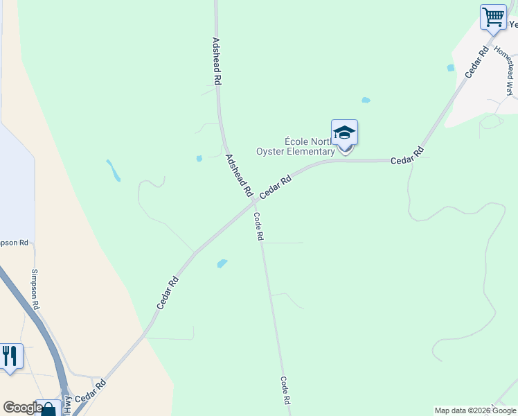 map of restaurants, bars, coffee shops, grocery stores, and more near 286A Code Road in Ladysmith