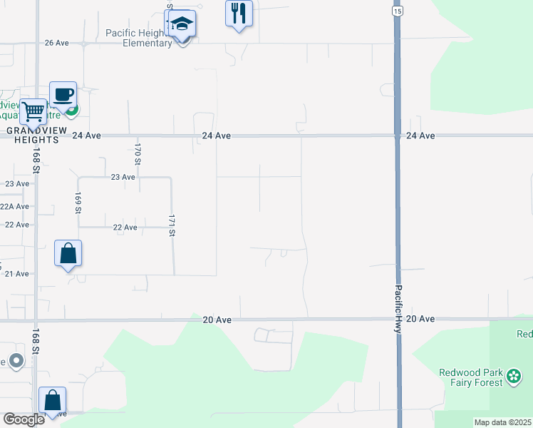 map of restaurants, bars, coffee shops, grocery stores, and more near 2222 173 Street in Surrey