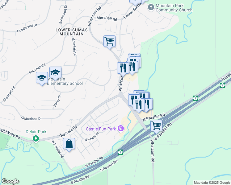 map of restaurants, bars, coffee shops, grocery stores, and more near 36130 Waterleaf Place in Abbotsford