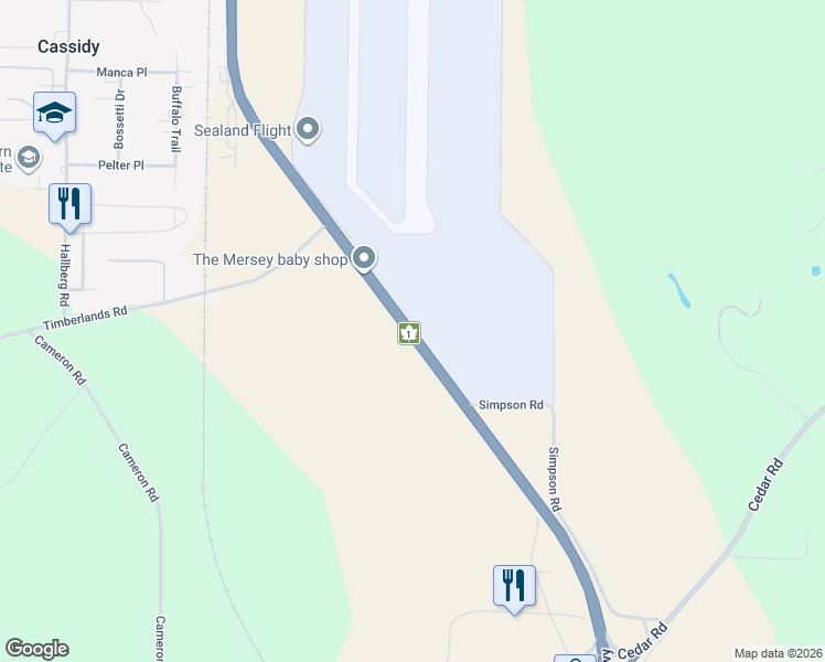 map of restaurants, bars, coffee shops, grocery stores, and more near 1551 Island Highway in Nanaimo