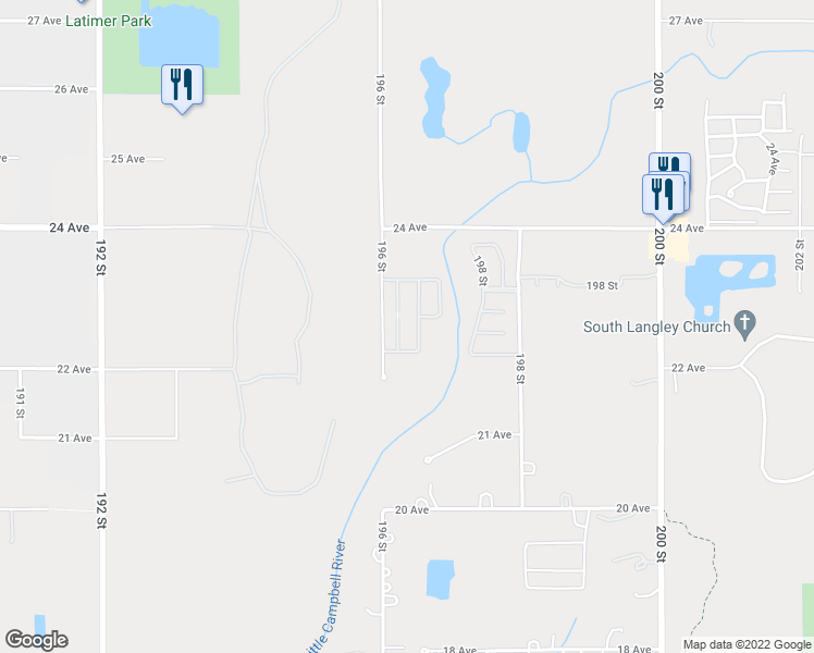 map of restaurants, bars, coffee shops, grocery stores, and more near 2270 196 Street in Langley Township