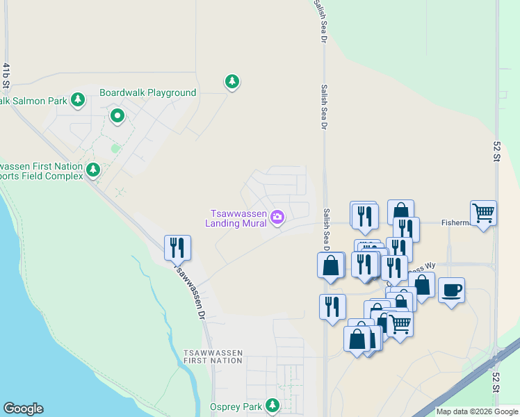 map of restaurants, bars, coffee shops, grocery stores, and more near 2286 Cormorant Drive in Metro Vancouver