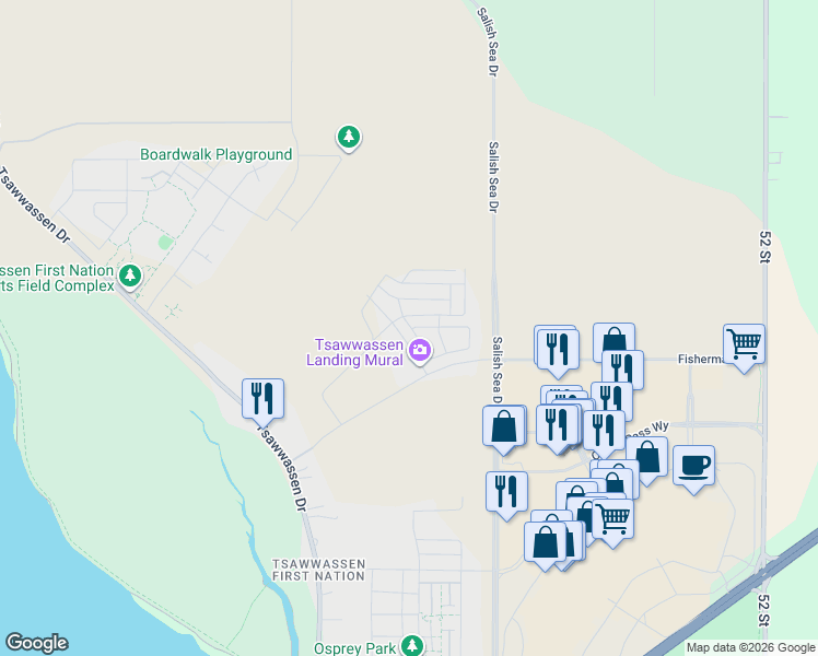 map of restaurants, bars, coffee shops, grocery stores, and more near 4738 Hemlock Way in Metro Vancouver