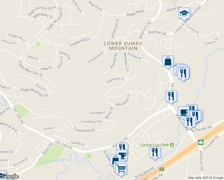 map of restaurants, bars, coffee shops, grocery stores, and more near 2308 Mountain Drive in Abbotsford