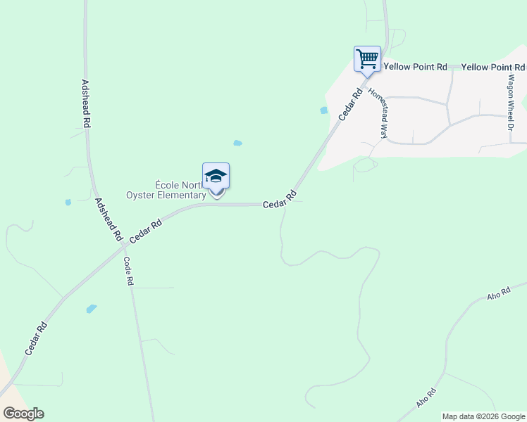 map of restaurants, bars, coffee shops, grocery stores, and more near 13485 Cedar Road in Ladysmith