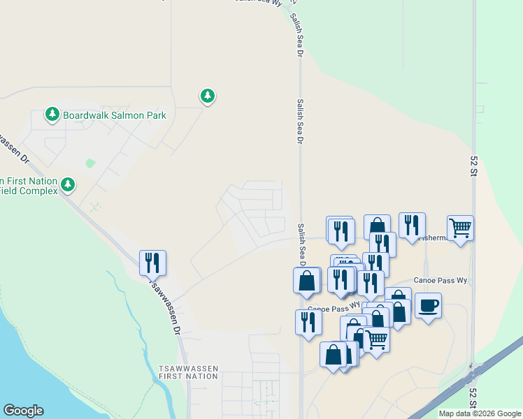map of restaurants, bars, coffee shops, grocery stores, and more near Hemlock Way in Metro Vancouver