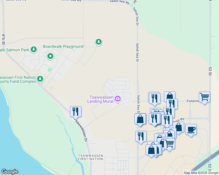 map of restaurants, bars, coffee shops, grocery stores, and more near 2284 Cormorant Drive in Metro Vancouver