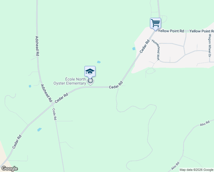 map of restaurants, bars, coffee shops, grocery stores, and more near 13485 Cedar Road in Ladysmith