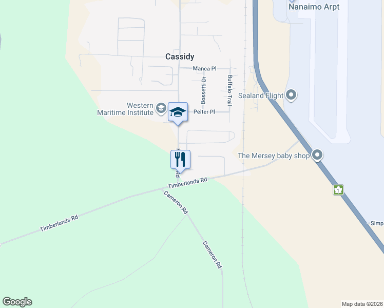 map of restaurants, bars, coffee shops, grocery stores, and more near 3560 Hallberg Rd in Ladysmith