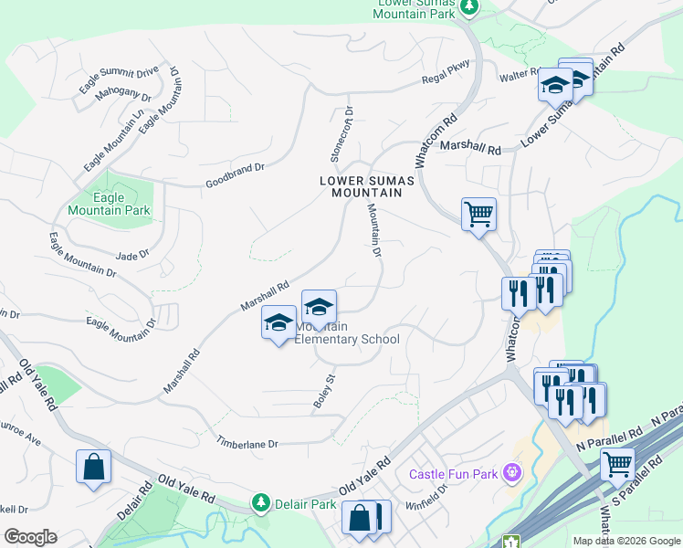 map of restaurants, bars, coffee shops, grocery stores, and more near 2367 Falcon Place in Abbotsford
