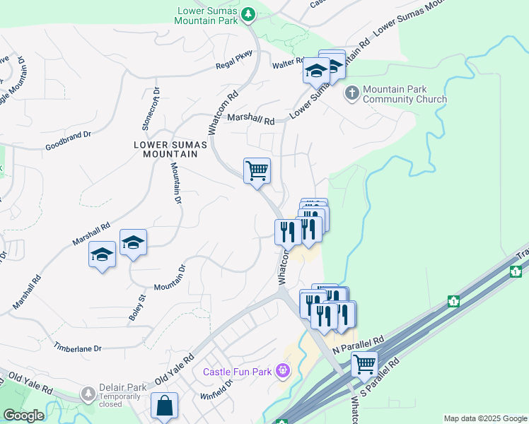 map of restaurants, bars, coffee shops, grocery stores, and more near 2242 Foothills Court in Abbotsford