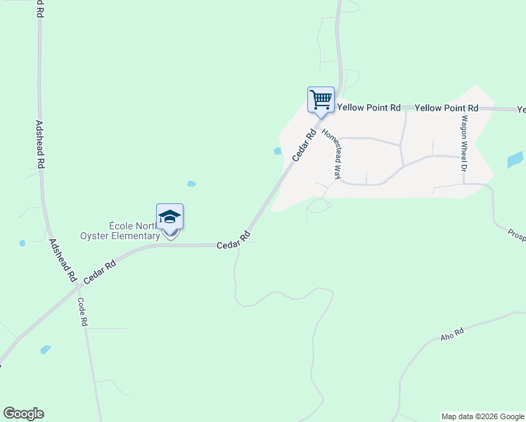 map of restaurants, bars, coffee shops, grocery stores, and more near 13515 Cedar Road in Ladysmith