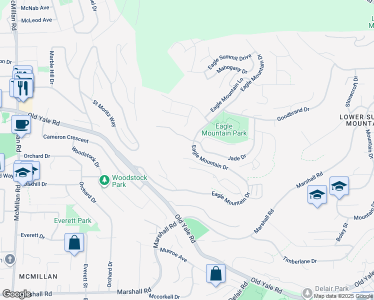 map of restaurants, bars, coffee shops, grocery stores, and more near 2453 Eagle Mountain Drive in Abbotsford