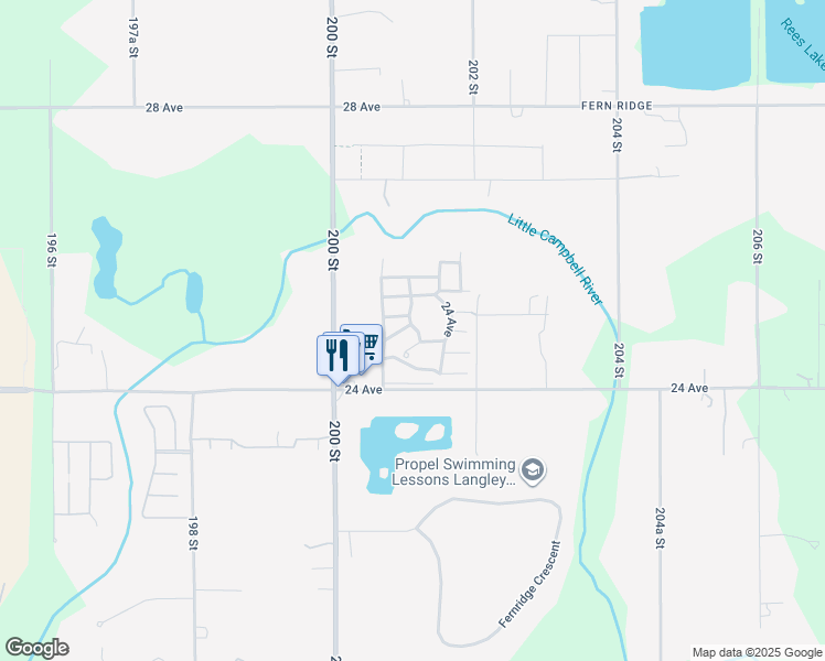 map of restaurants, bars, coffee shops, grocery stores, and more near 20071 24 Avenue in Langley Township