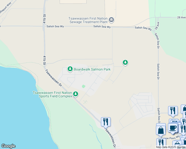 map of restaurants, bars, coffee shops, grocery stores, and more near 4408 Cormorant Way in Delta