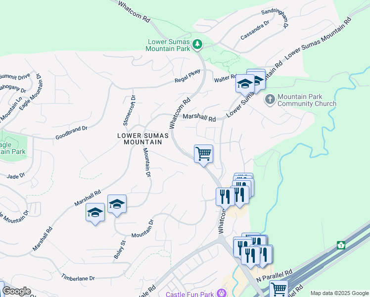map of restaurants, bars, coffee shops, grocery stores, and more near 2518 Whatcom Road in Abbotsford