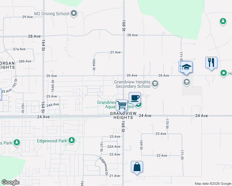 map of restaurants, bars, coffee shops, grocery stores, and more near in Surrey