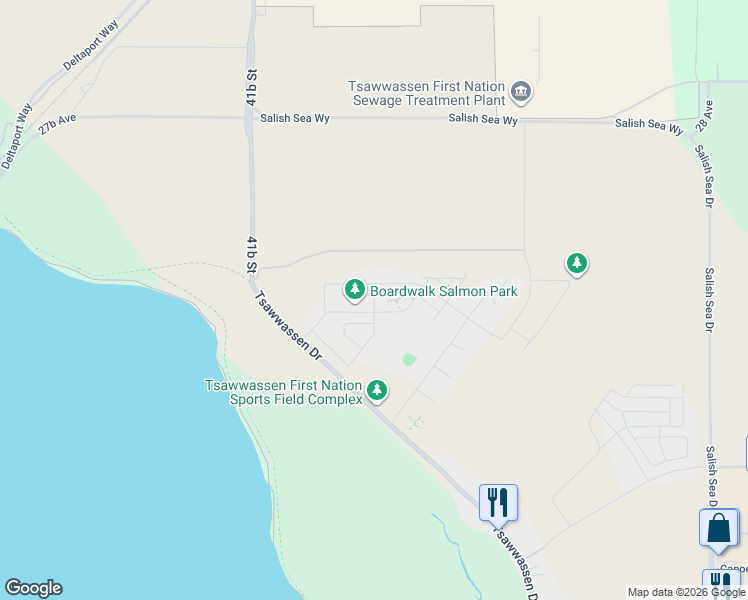 map of restaurants, bars, coffee shops, grocery stores, and more near 2478 Wren Drive in Metro Vancouver