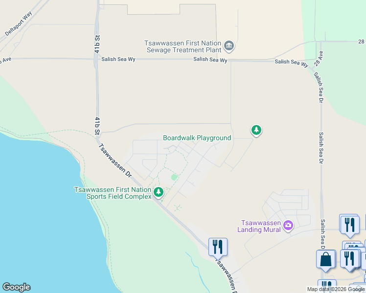 map of restaurants, bars, coffee shops, grocery stores, and more near 4408 Cormorant Way in Metro Vancouver
