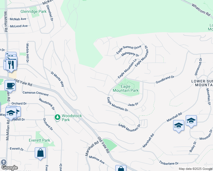 map of restaurants, bars, coffee shops, grocery stores, and more near 2564 Hickory Lane in Abbotsford