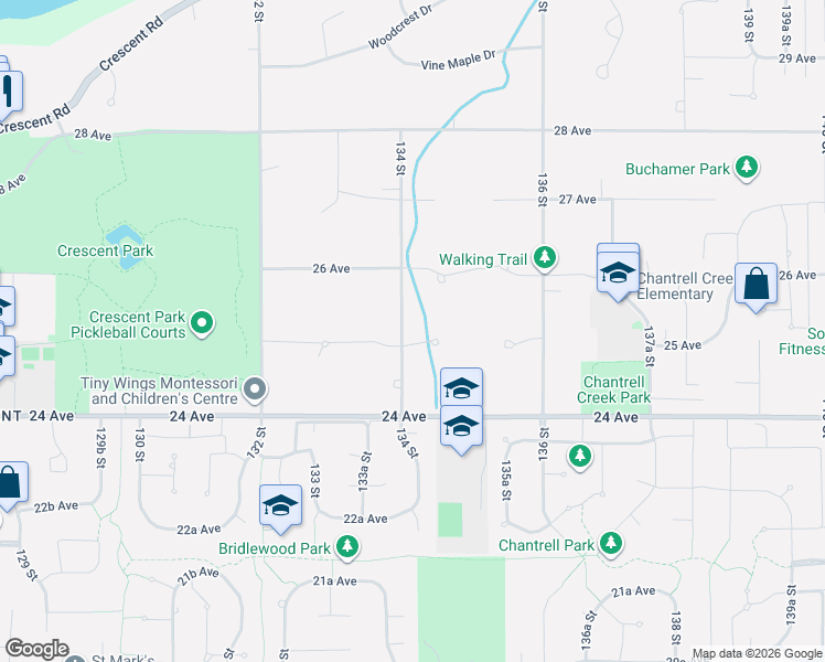 map of restaurants, bars, coffee shops, grocery stores, and more near in Surrey