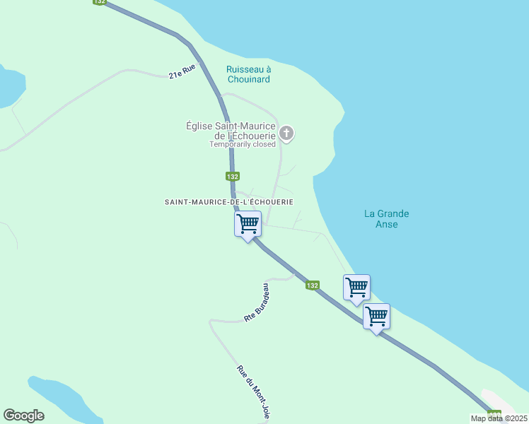 map of restaurants, bars, coffee shops, grocery stores, and more near 66 Chemin de l'Eglise in Gaspé