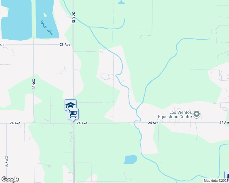 map of restaurants, bars, coffee shops, grocery stores, and more near 2580 210 Street in Langley