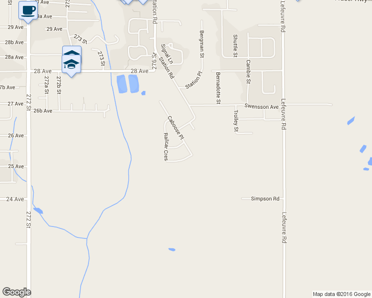 map of restaurants, bars, coffee shops, grocery stores, and more near 2557 Caboose Place in Abbotsford