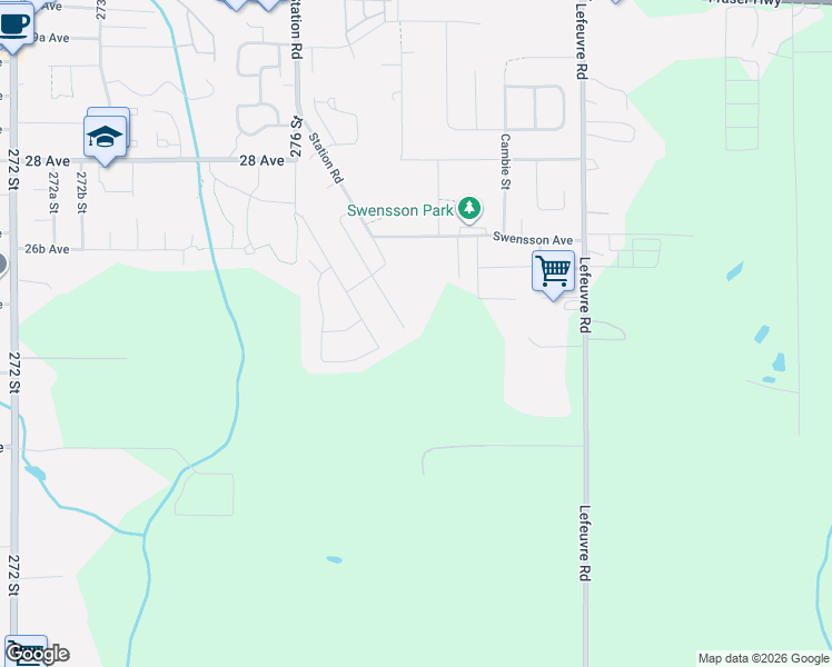 map of restaurants, bars, coffee shops, grocery stores, and more near 2540 Terminal Court in Abbotsford