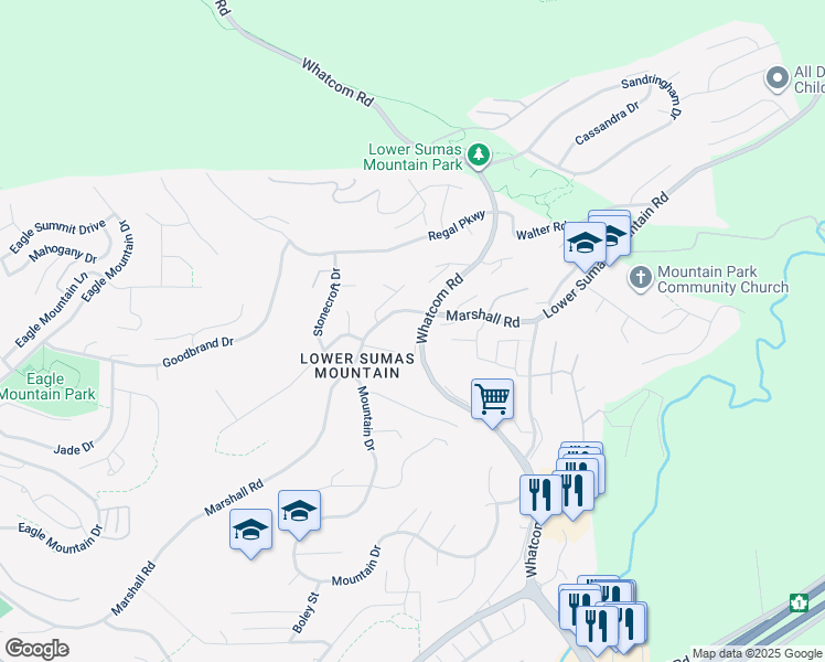 map of restaurants, bars, coffee shops, grocery stores, and more near 2595 Whatcom Place in Abbotsford