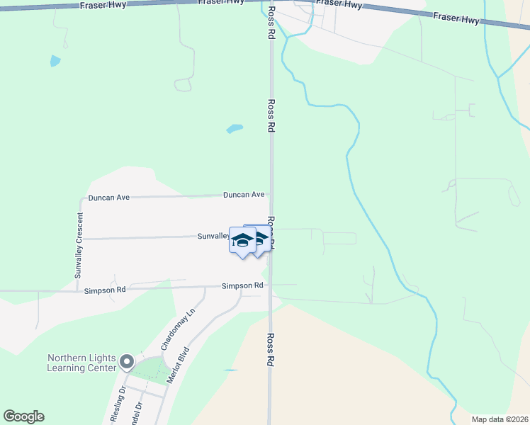 map of restaurants, bars, coffee shops, grocery stores, and more near 2535 Ross Road in Abbotsford