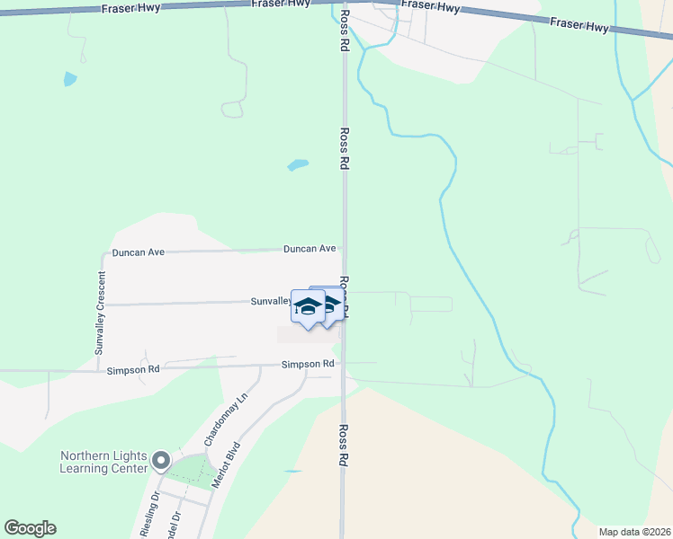 map of restaurants, bars, coffee shops, grocery stores, and more near 2535 Ross Road in Abbotsford