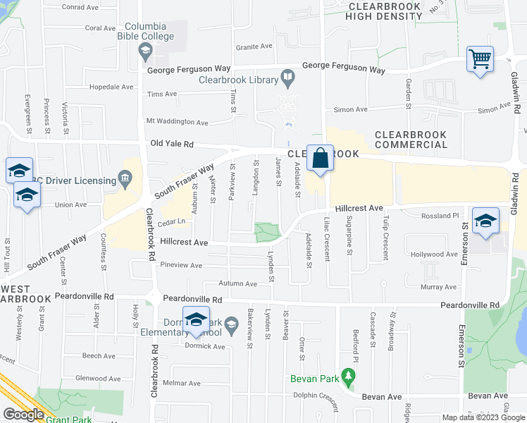 map of restaurants, bars, coffee shops, grocery stores, and more near in Abbotsford