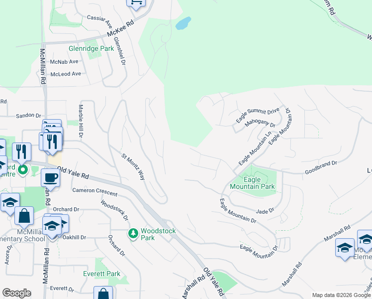 map of restaurants, bars, coffee shops, grocery stores, and more near 35278 Gingerhills Drive in Abbotsford